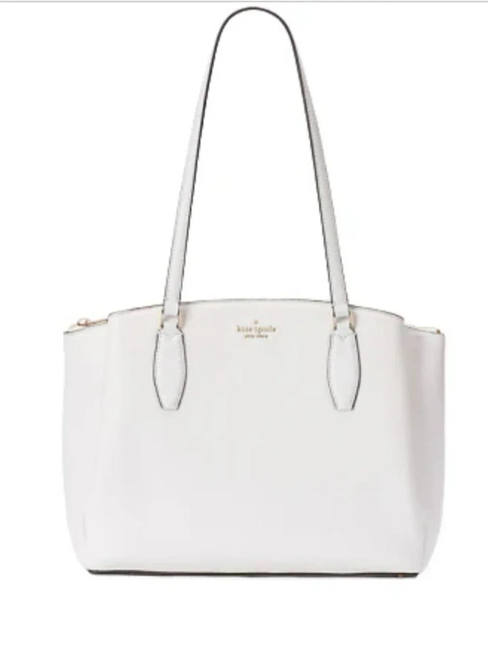 Kate Spade Monet Large Triple Compartment Tote White Dove Pebbled Leather NWT